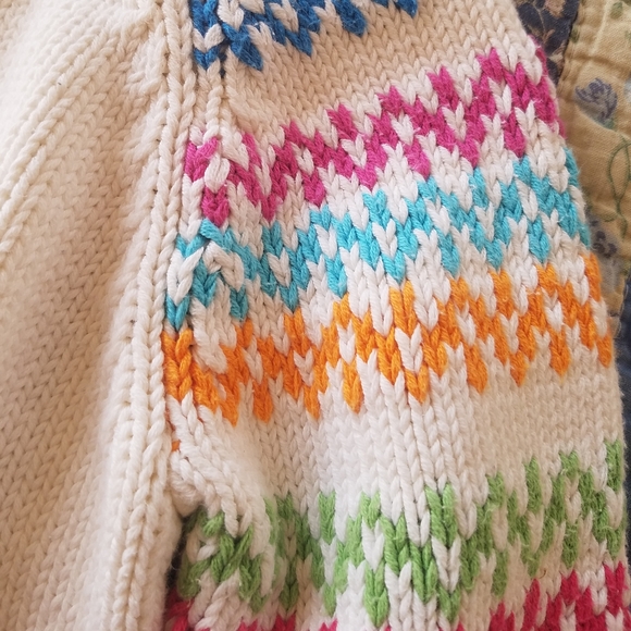 Hanna Andersson Cream Rainbow Knit Mitten Sweater - Picture 6 of 6